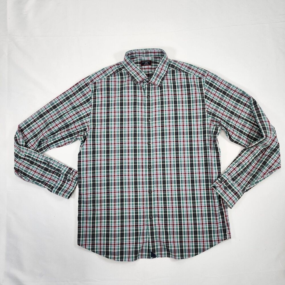 UNTUCKit Men's Tarcento Wrinkle Free Regular Fit Cotton Plaid Shirt Size L